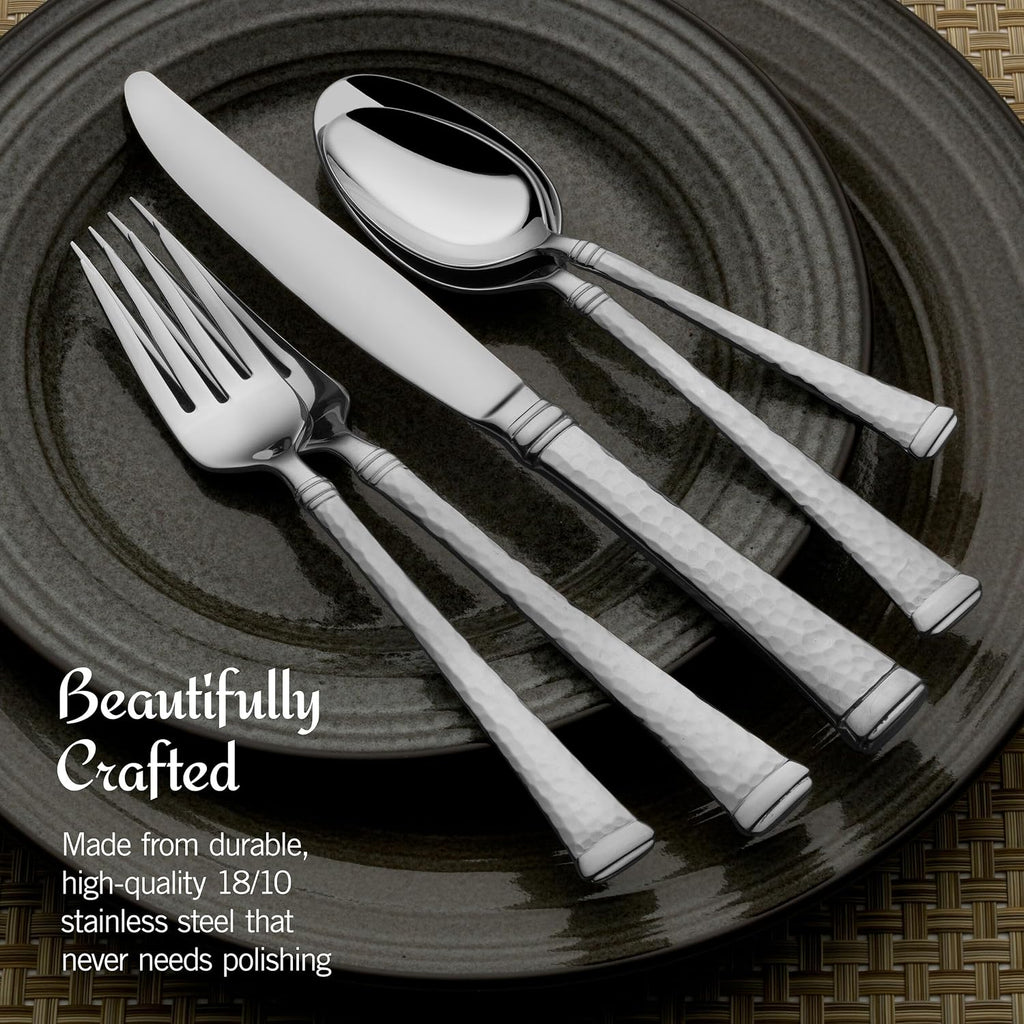 Mikasa Virtuoso 18/10 Stainless Steel Silverware Set, 65-Piece Cutlery Set for 12, Dishwasher Safe Flatware with Dinner Forks, Knives, Spoons, Teaspoons, Salad Forks and Serving Pieces