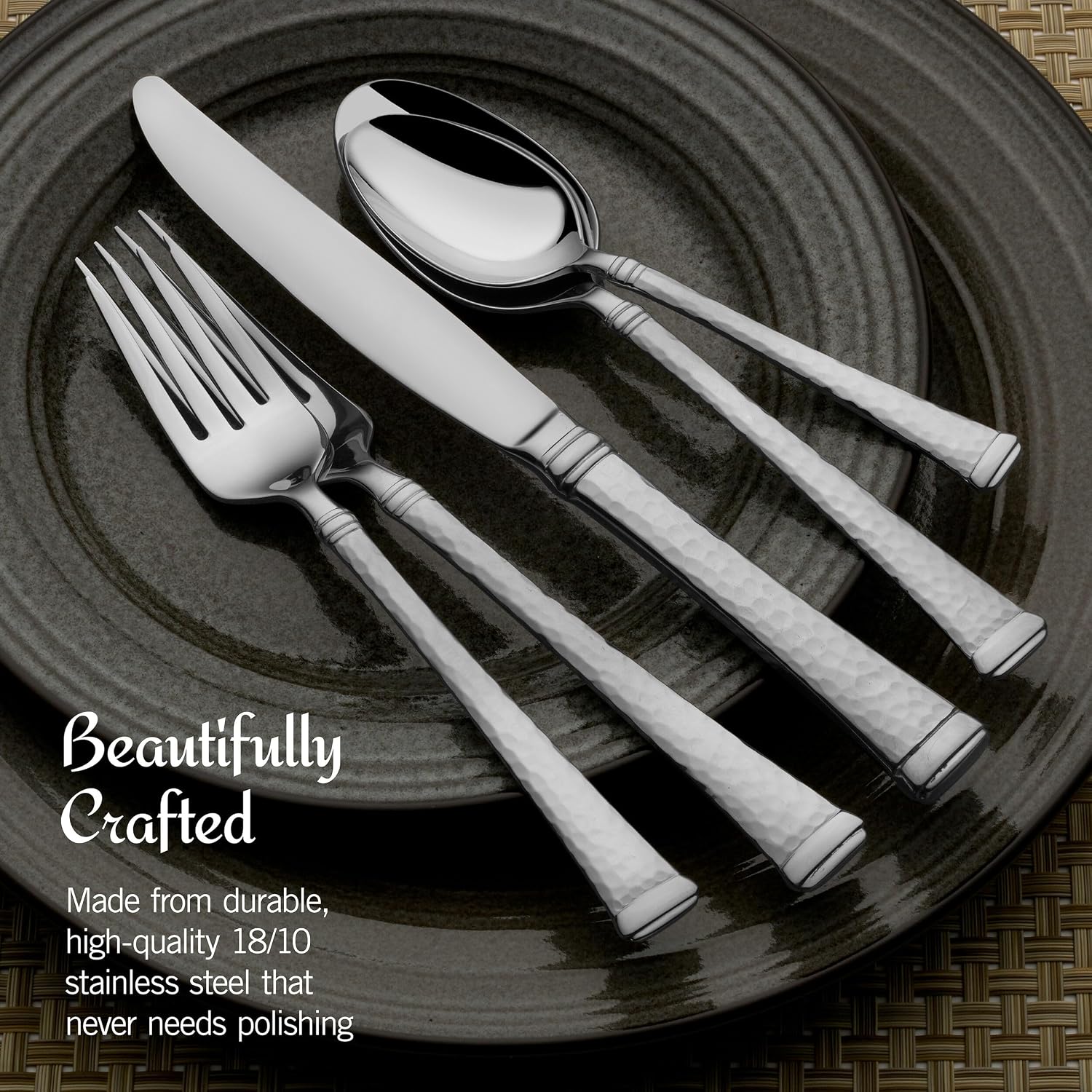 Mikasa Virtuoso 18/10 Stainless Steel Silverware Set, 65-Piece Cutlery Set for 12, Dishwasher Safe Flatware with Dinner Forks, Knives, Spoons, Teaspoons, Salad Forks and Serving Pieces