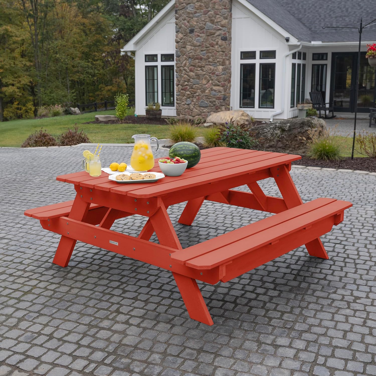Highwood Hometown Picnic Table, 6 Foot, Rustic Red