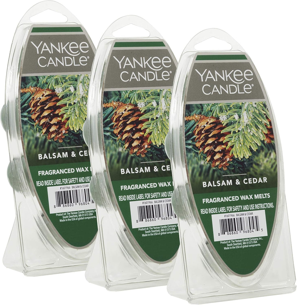 Yankee Candle Scented Wax Melts for Wax Warmers, Long Lasting Home Fragrance, Odor Eliminating_Wax Cubes, Balsam & Cedar, 6 Count (Pack of 36)