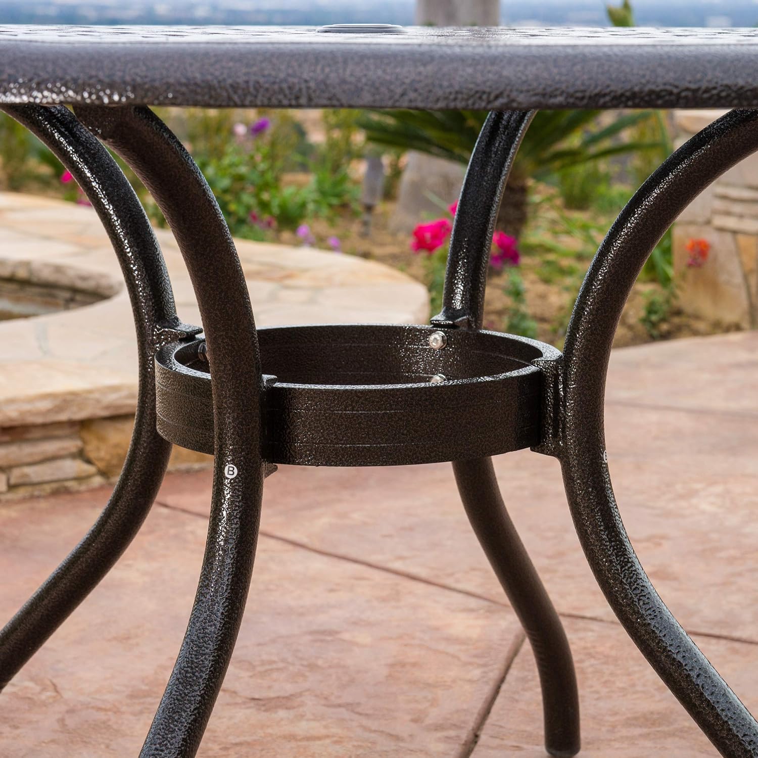 Christopher Knight Home Hallandale Outdoor Cast Aluminum Dining Set for Patio or Deck, 5-Pcs Set, Hammered Bronze