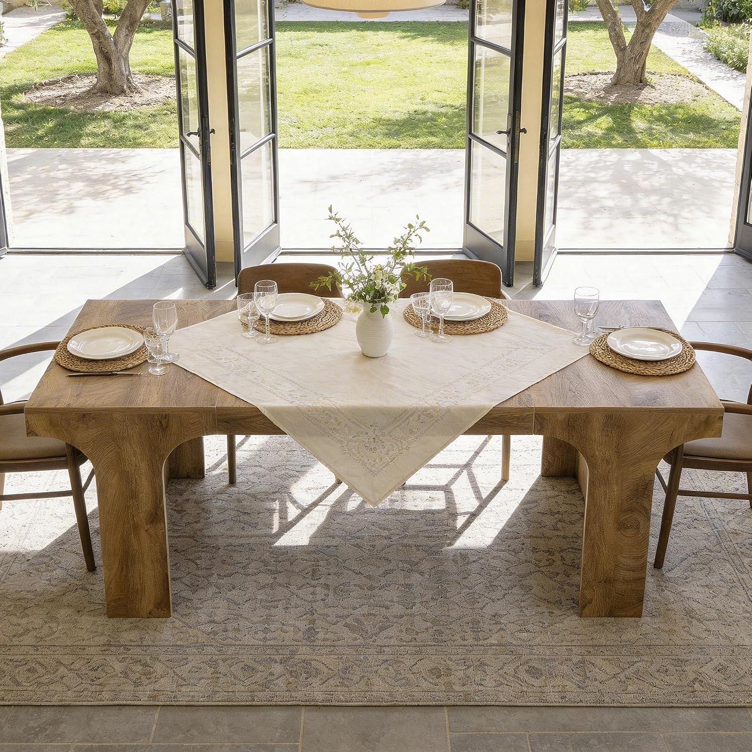 Tribesigns Large Dining Table for 6-8 People, 70.9' Long Wooden Kitchen Dinner Table Farmhouse Modern Style with Arch Design Legs, Rectangle Wooden Dinner Table for Dining Room, Natural
