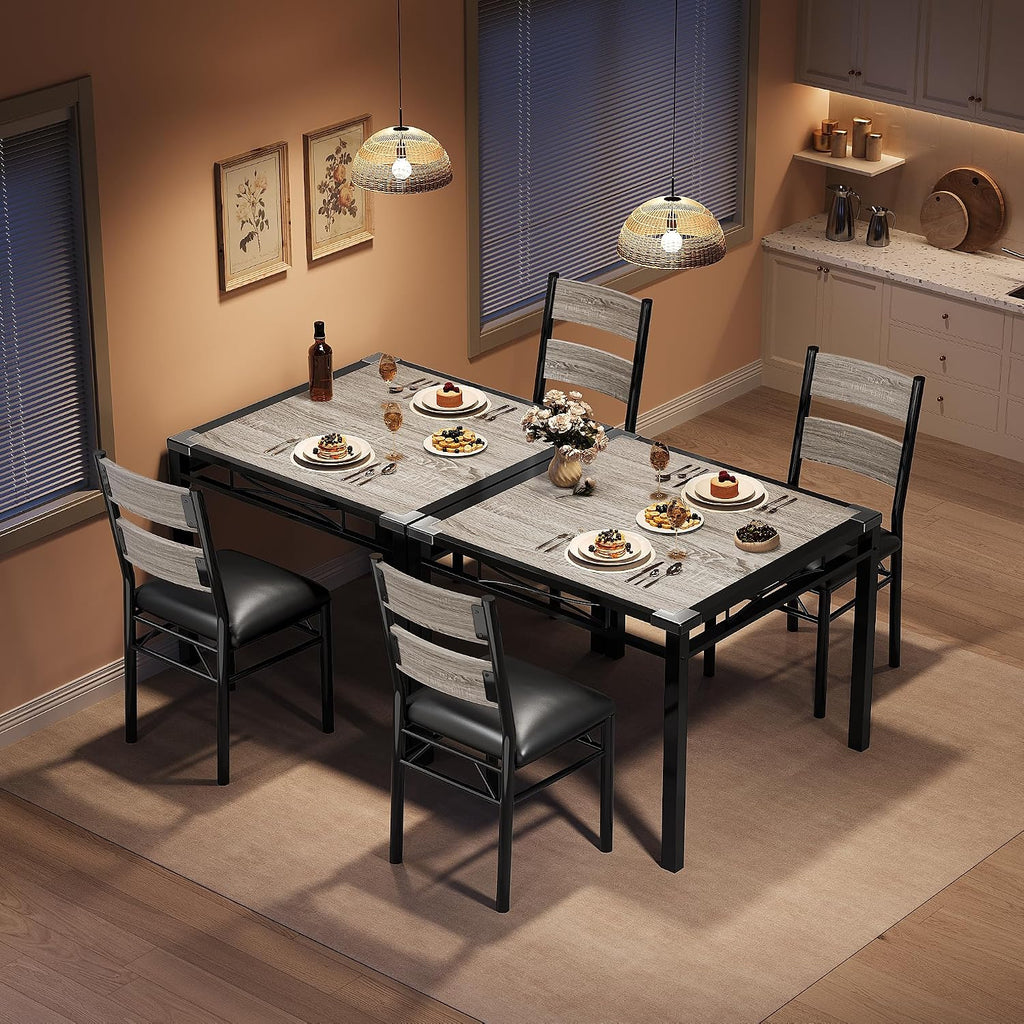 IDEALHOUSE Dining Table Set for 2 with Corner Protector, Dining Room Table Set for 2 with Upholstered Chairs, Wood Kitchen Table Chairs Set of 2, for Kitchen, Apartment, Retro Gary