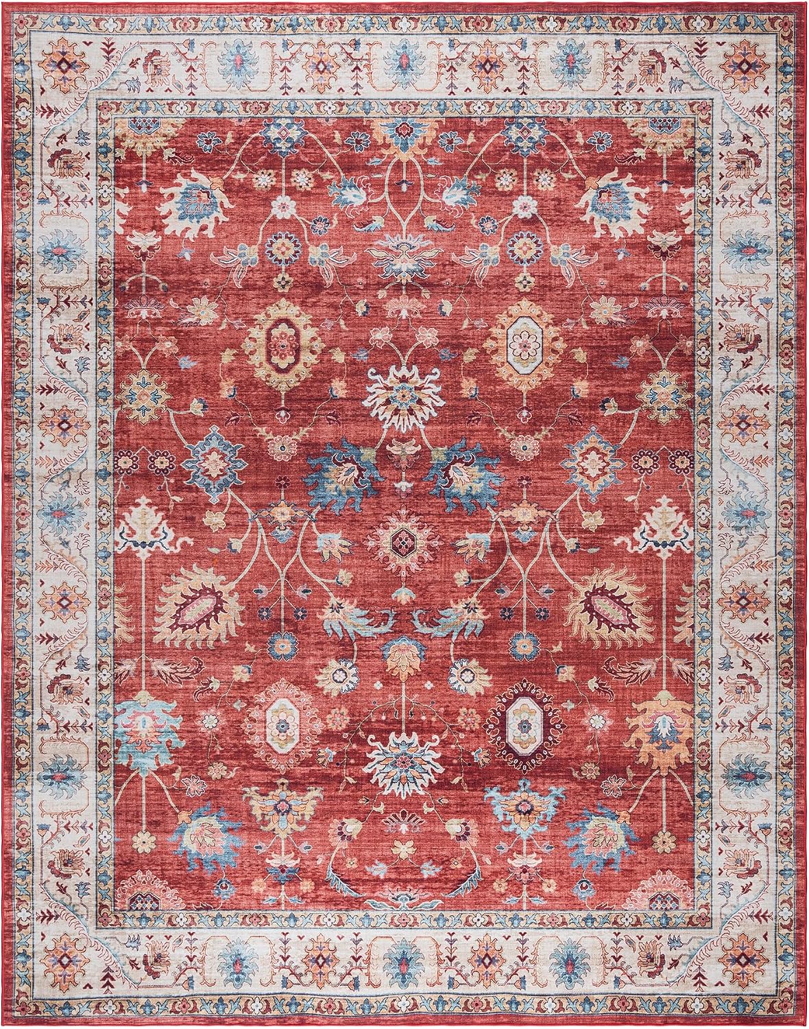 Gertmenian Indoor Boho Accent Rug - 3x5 Small, Non Slip, Super Strong, Ideal for High Traffic Areas in Bedroom, Living Room, Kitchen - Cullen, Red, 28936