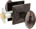 Mission Style Rosette Set with Hammered Egg Knobs Passage in Oil Rubbed Bronze. Traditional Door Knobs.