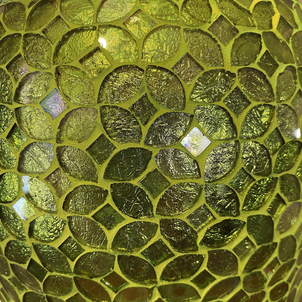 20 Inch Handmade Green Mosaic Floor Vase Floral Glass Inlay Iron Accent for Pampas Grass, Table Styling, Entryway & Modern Boho Interiors