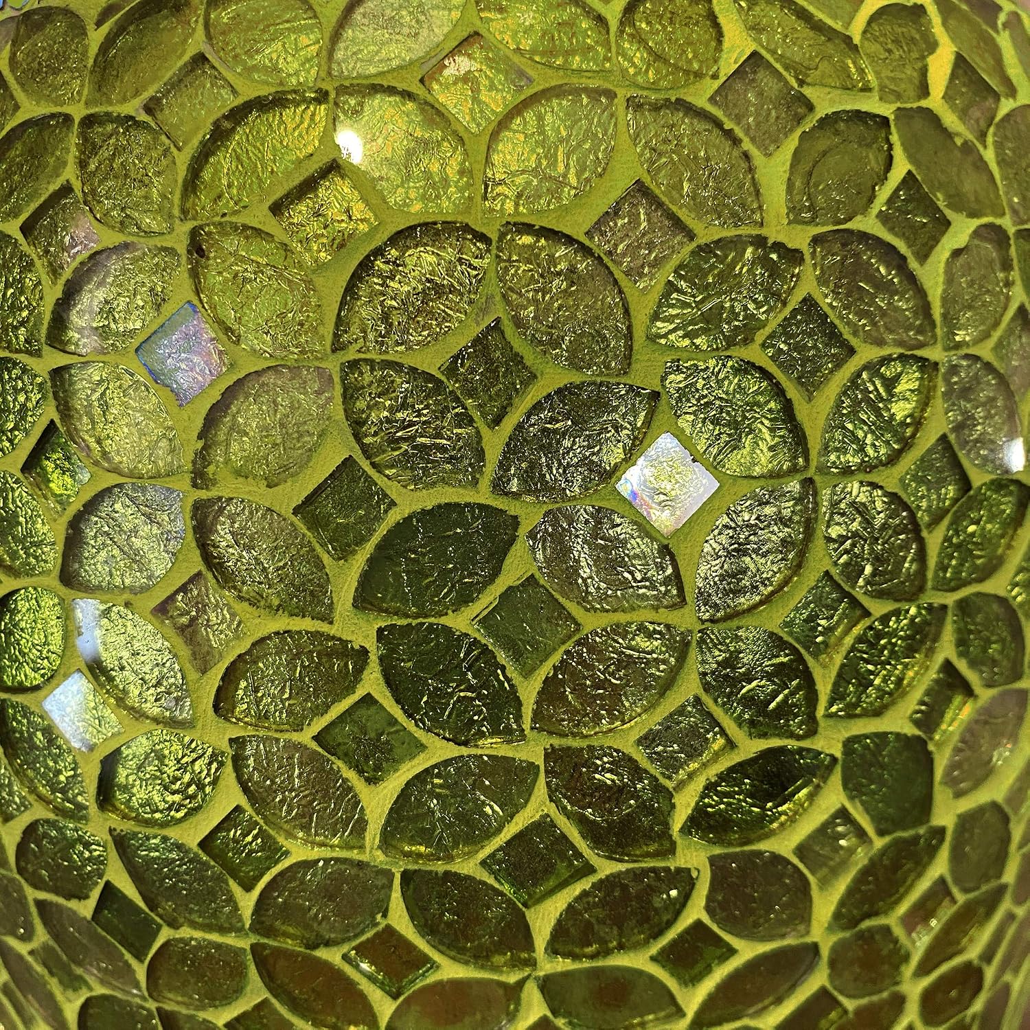 20 Inch Handmade Green Mosaic Floor Vase Floral Glass Inlay Iron Accent for Pampas Grass, Table Styling, Entryway & Modern Boho Interiors