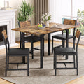 IRONCK 5-Piece Dining Table Set for 4, Extendable Kitchen Table Chairs Set of 4, Dining Room Table with 4 Upholstered Chairs, Folding for Small Space, Apartment, Rustic Brown