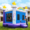 Inflatable Commercial Grade Bounce House: 13FT(L) Large Bouncy Castle for Adults and Teenagers- 750W Blower, Basketball Hoop, Premium PVC, Rainbow Style - for Backyard Outdoor Indoor