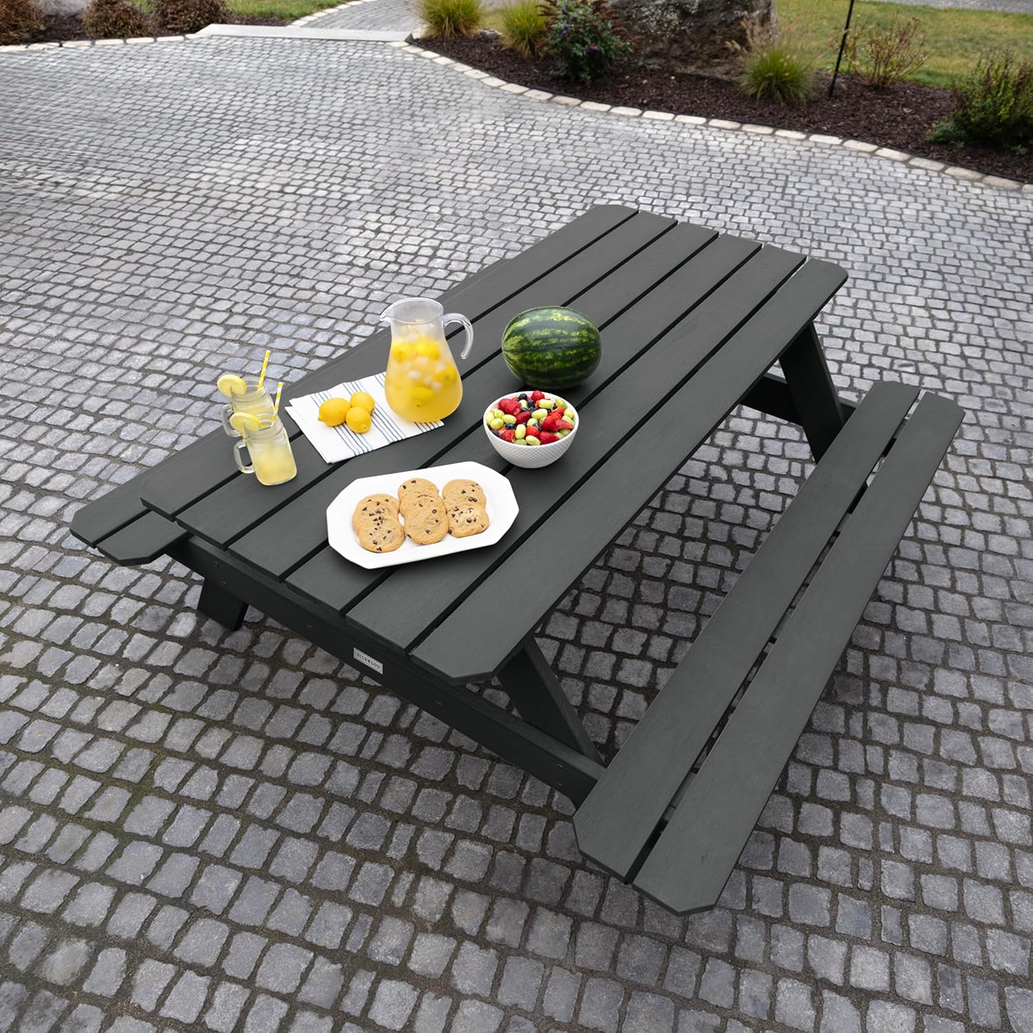 Highwood Hometown Picnic Table, 6 Foot, Black