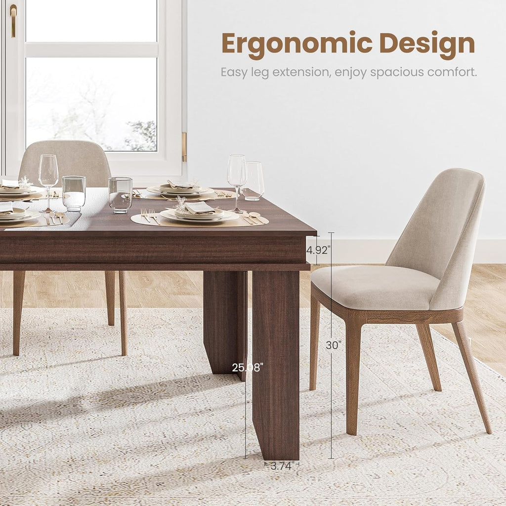 GarveeHome Farmhouse Dining Table for 6-8 People, 71 in Long Kitchen Tables with Wooden Sturdy Frame, 6 ft Large Rectangular Dinner Table for Dining Room, Kitchen (Brown, 71' Non-extendable)