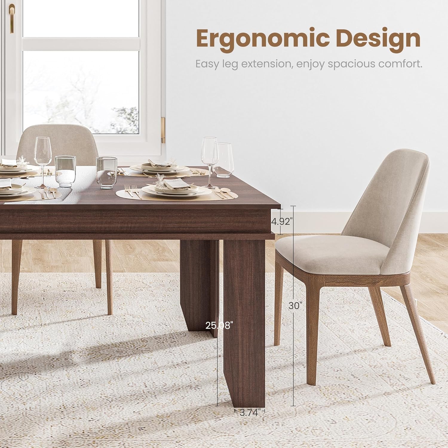 GarveeHome Farmhouse Dining Table for 6-8 People, 71 in Long Kitchen Tables with Wooden Sturdy Frame, 6 ft Large Rectangular Dinner Table for Dining Room, Kitchen (Brown, 71' Non-extendable)
