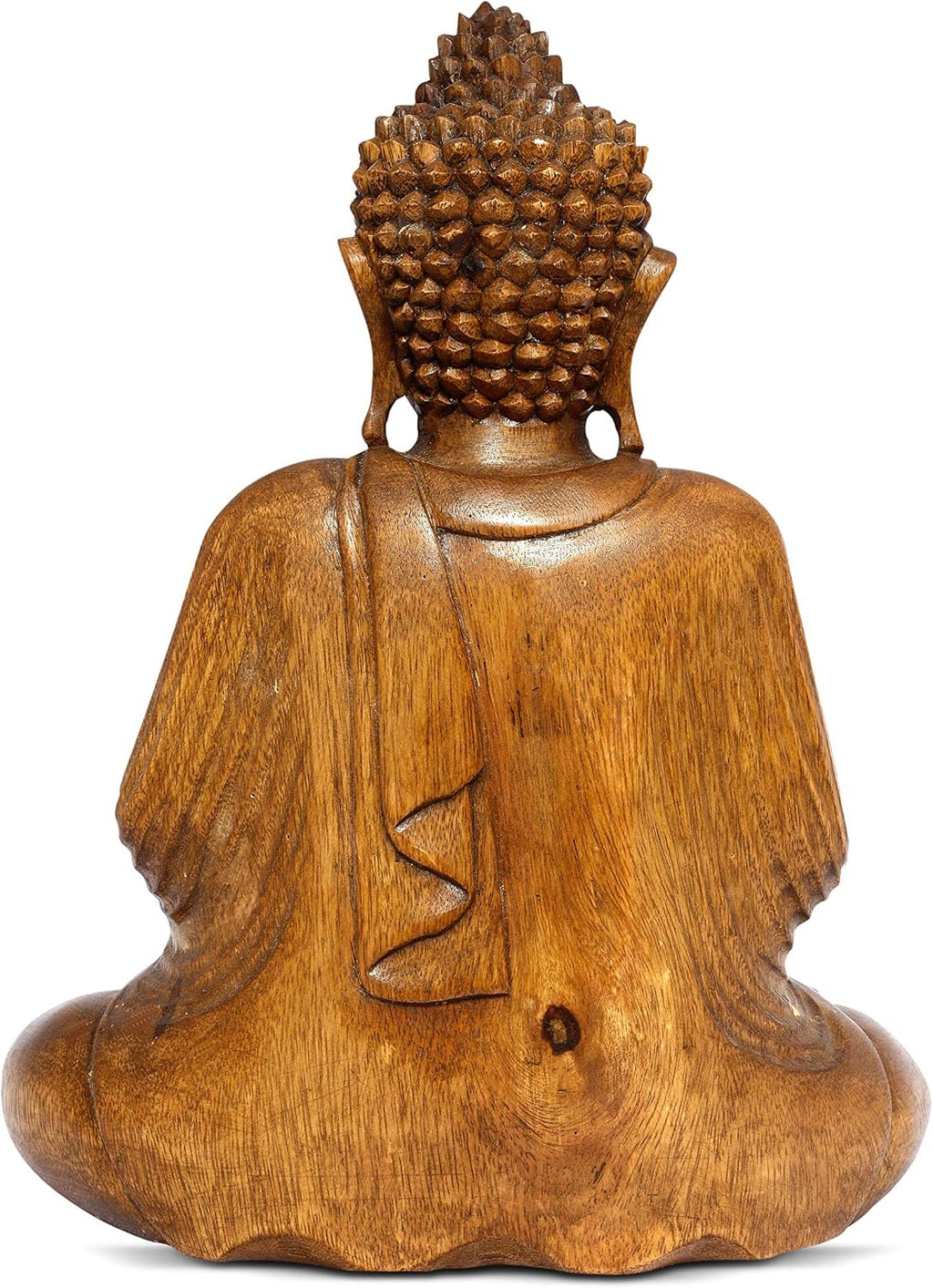 G6 Collection 12' Wooden Serene Sitting Buddha Statue Handmade Meditating Sculpture Figurine Decorative Home Decor Accent Rustic Handcrafted Art Traditional Modern Contemporary Oriental Decor