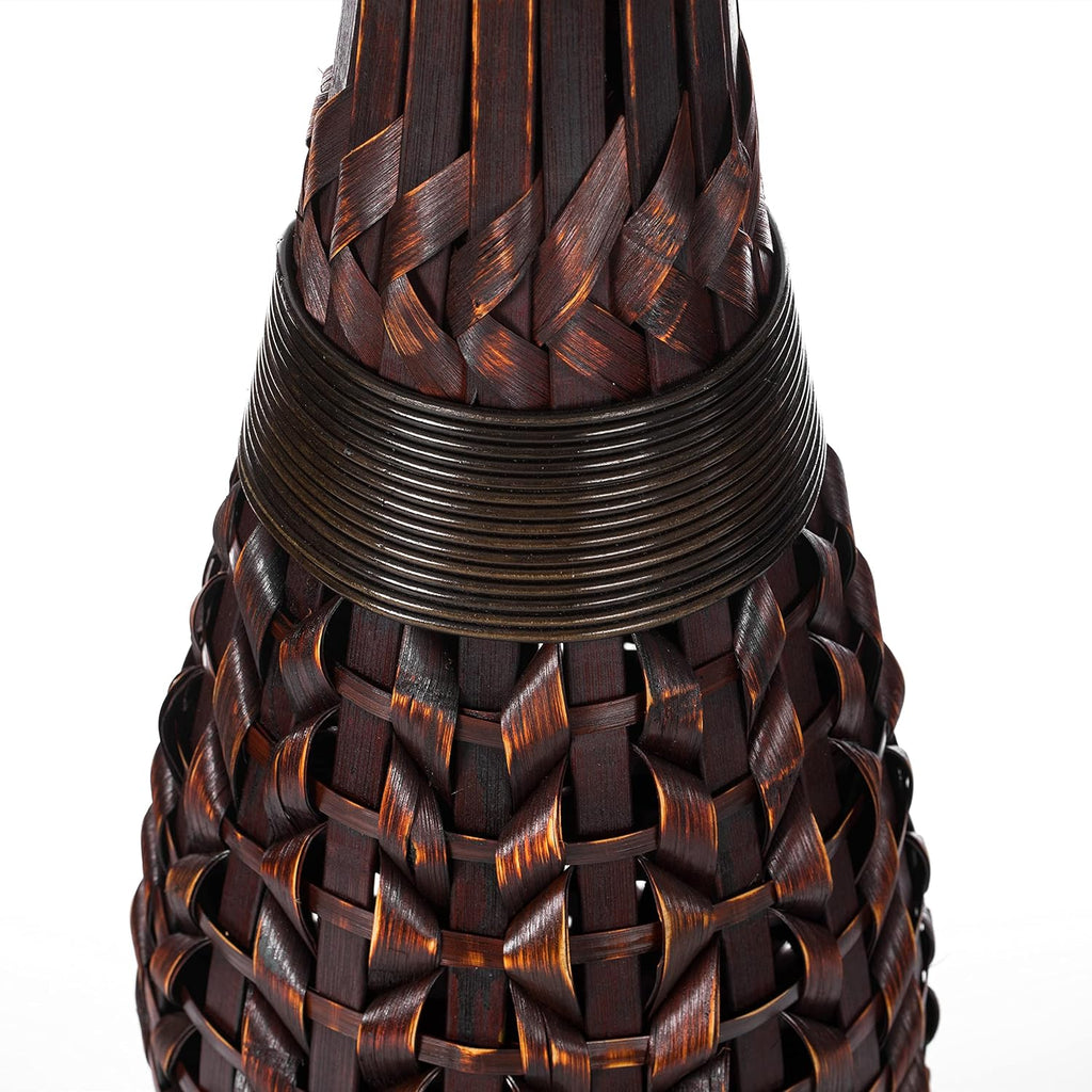 Antique Trumpet Style Brown Bamboo Floor Vase - 36-inch-Tall Decorative Vase for Entryway or Living Room - Vintage-Inspired Home Decor Accent - Elegant Tall Vase for Rustic Interiors