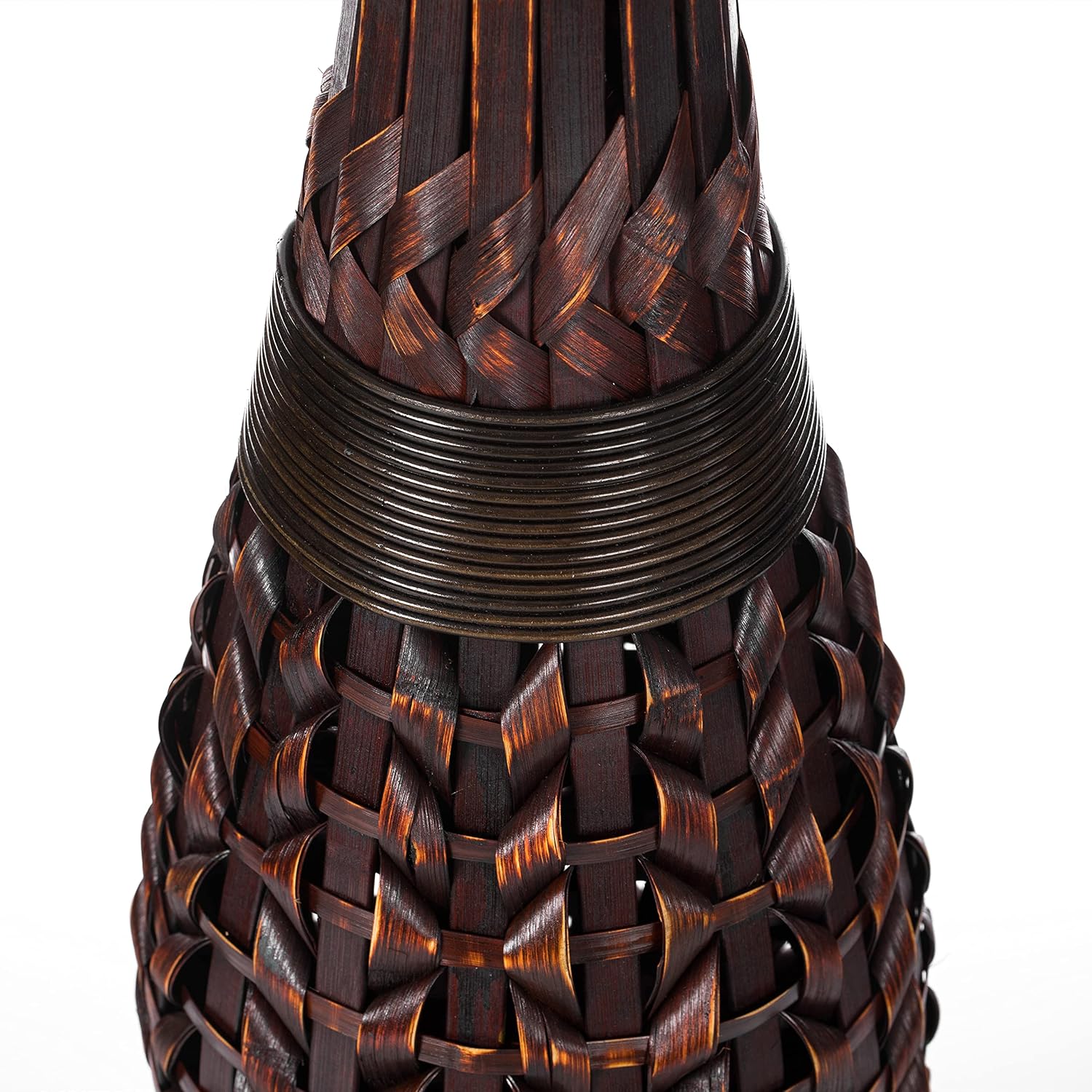 Antique Trumpet Style Brown Bamboo Floor Vase - 36-inch-Tall Decorative Vase for Entryway or Living Room - Vintage-Inspired Home Decor Accent - Elegant Tall Vase for Rustic Interiors