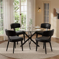 Small Dining Table Set for 4, 36' Round Kitchen Table with 4 PU Leather Dining Chairs, Tempered Glass Top with Metal Legs(All Black)