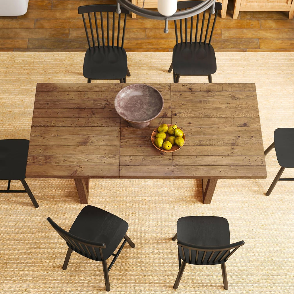 55-70.5' Extendable Dining Table Pine Expandable Dining Room Table for 4 6 8 People Large Rectangle Table Space Saving for Dining Room Living Room Home Office，Walnut