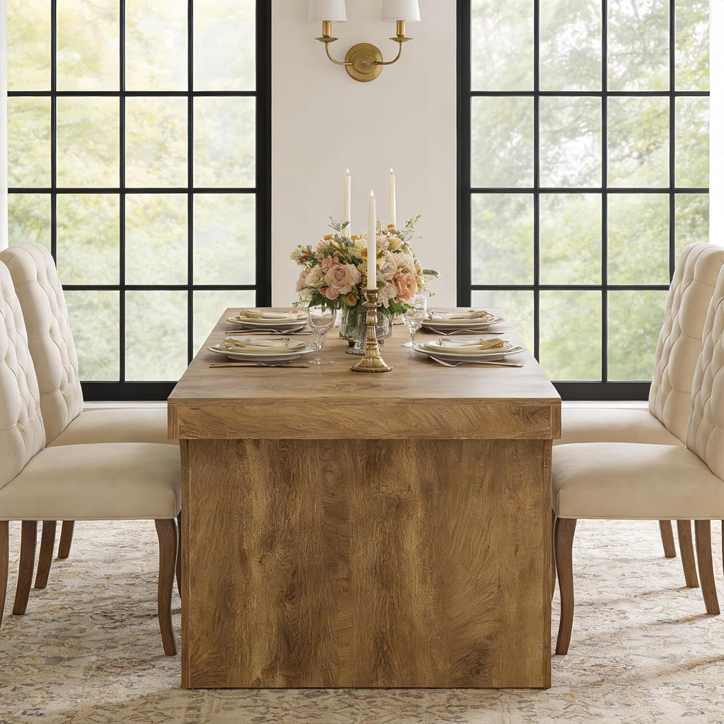 Tribesigns Large Dining Table for 6-8 People, 70.9' Long Wooden Kitchen Dinner Table Farmhouse Modern Style with Arch Design Legs, Rectangle Wooden Dinner Table for Dining Room, Natural