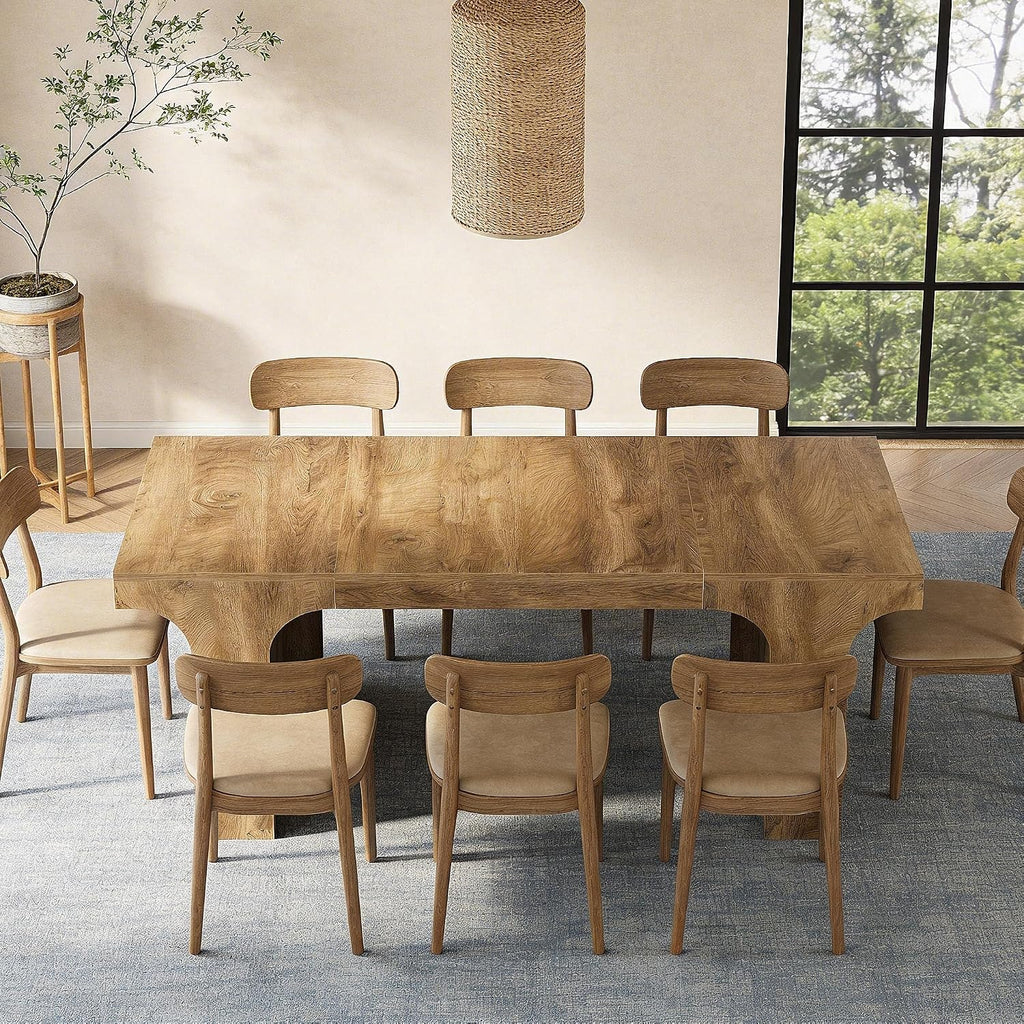 Tribesigns Large Dining Table for 6-8 People, 70.9' Long Wooden Kitchen Dinner Table Farmhouse Modern Style with Arch Design Legs, Rectangle Wooden Dinner Table for Dining Room, Natural