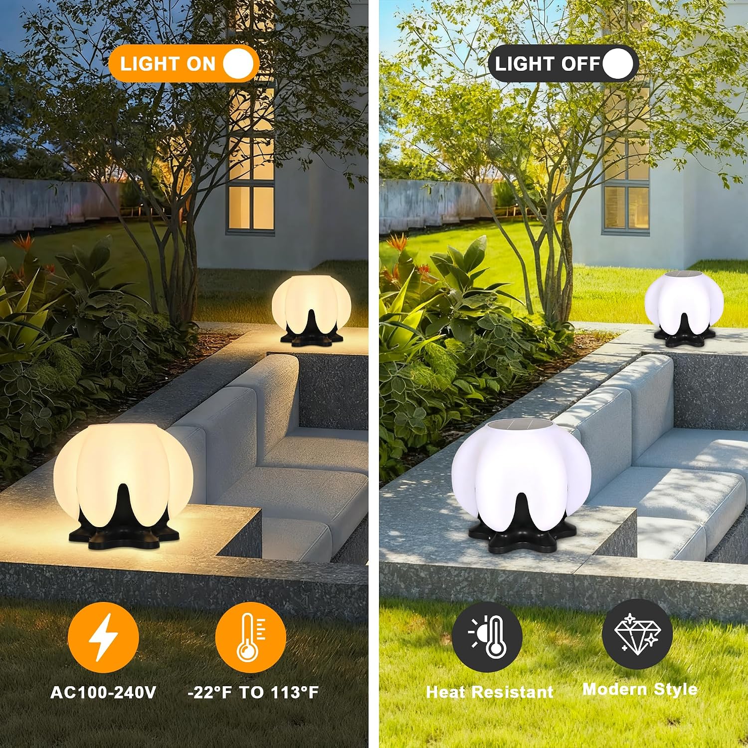 Solar Post Lights with Remote Control, Modern Pillar Light Dusk to Dawn IP54 Waterproof Solar Post Cap Lights with 3200K LED Outdoor Light Fixture for Garden Deck Patio Outside Lighting (Cloud)