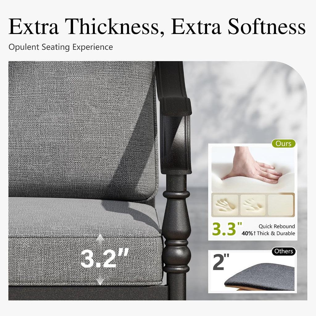 Sophia & William Outdoor Patio Dining Chairs Set of 4, Heavy Duty Outdoor Furniture Chairs with Thickened Cushions, Wrought Iron Deck Chairs for Backyard, Poolside, Balcony and Garden