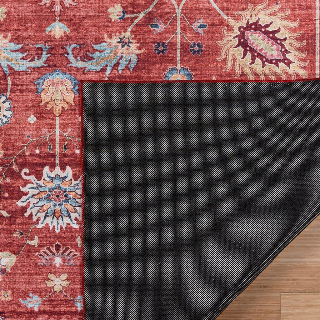 Gertmenian Indoor Boho Accent Rug - 3x5 Small, Non Slip, Super Strong, Ideal for High Traffic Areas in Bedroom, Living Room, Kitchen - Cullen, Red, 28936