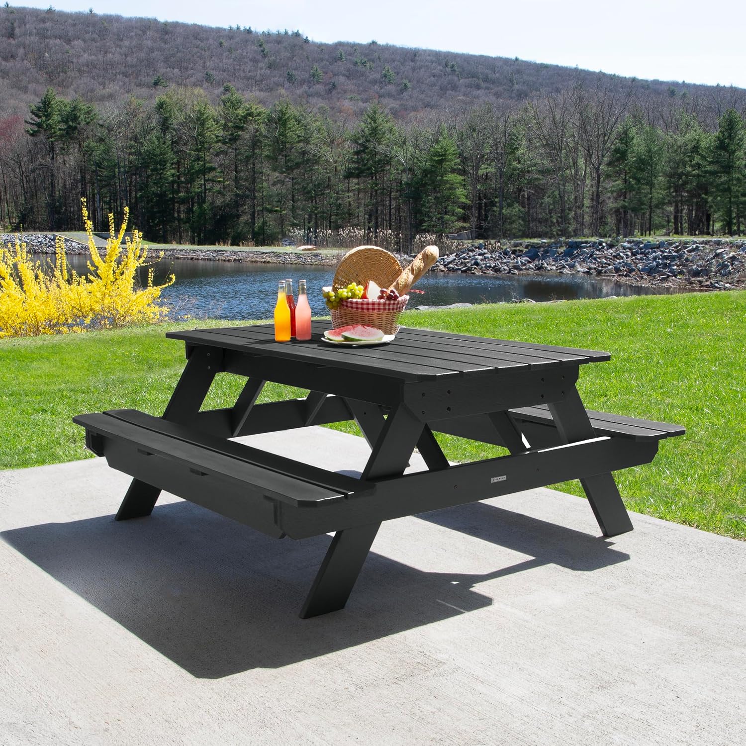 Highwood Hometown Picnic Table, 6 Foot, Black