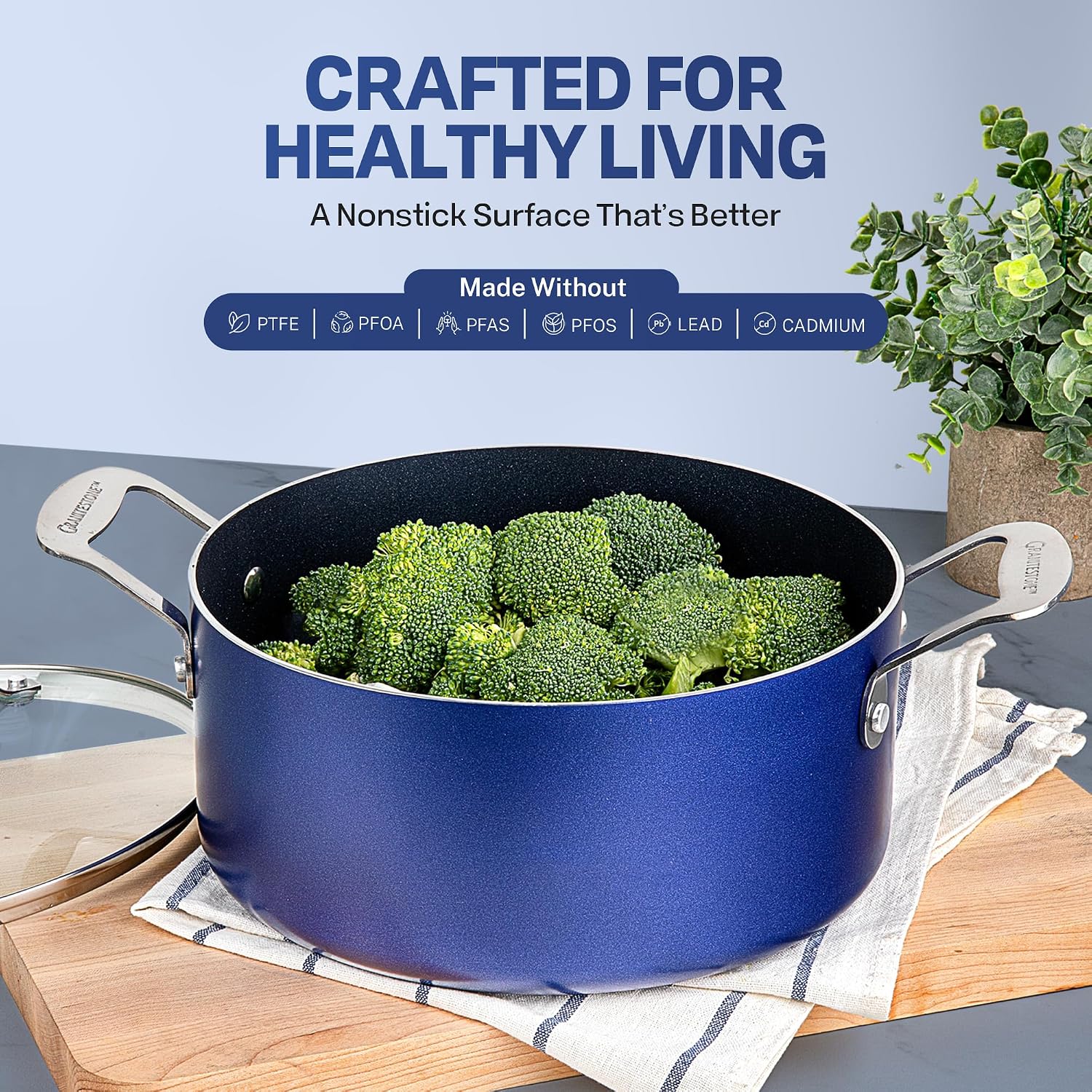 GRANITESTONE 20 Pc Kitchen Pots and Pans Set Non Stick Cookware Set, Kitchen Cookware Sets with Deep Frying Pan Set, Bakeware, & Steamer, Non Toxic PFOA PFOS Free, Oven and Dishwasher Safe