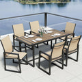 Jocoevol 7 Piece Patio Dining Set for 6, Outdoor Furniture Set Includes 67' Rectangle Patio Table and 6 Textilene Dining Chairs, Outdoor Table and Chairs for Outsides, Backyard, Garden and Poolside