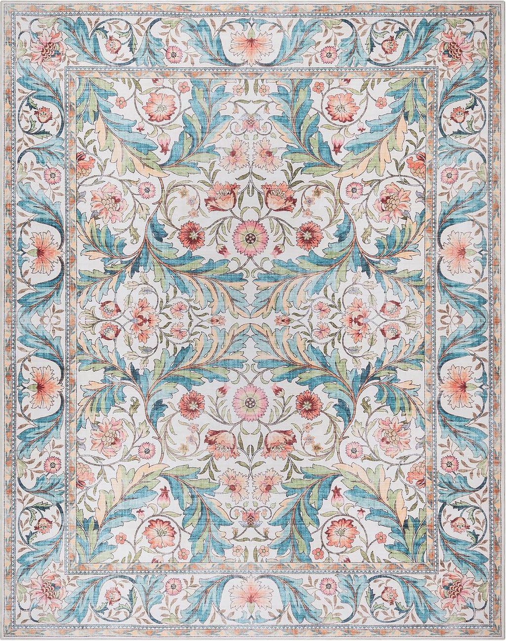Gertmenian Indoor Boho Area Rug | Home Decor for Entryway, Bedroom, Living Room, Office, Kitchen | Non Slip, Soft, Printed Accent Rugs | Altair, Ivory, 8x10 Large, 24506