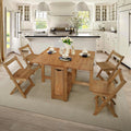 SECONIQUE Santos Butterfly Folding Dining Table Set with 4 Chairs – Space-Saving Table with Nesting Chairs and Storage Shelf – Rustic Pine Finish