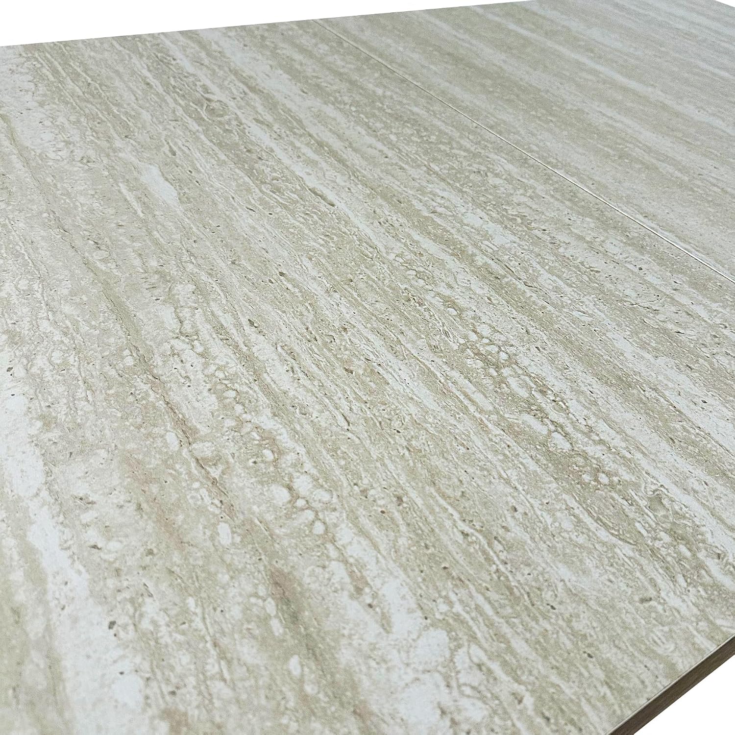 78.74'' Extendable Rectangular Dining Table for 4-8, Modern Mid-Century Wood Expandable Kitchen Dinner Conference Table for Living Room Office, Veined Travertine Pattern, Beige