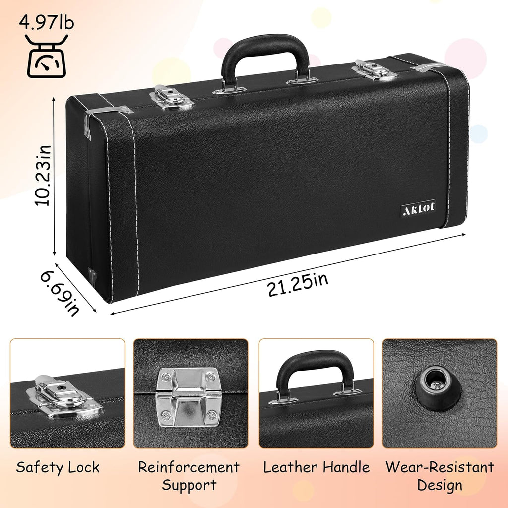 AKLOT Weighted Leadpipe Bb Trumpet: Satin Gold, Mouthpiece Booster, 7C Mouthpiece*2, Beginner & Intermediate Standard Trumpet Instrument, Trompeta Musicales with Hard Case, Lesson Book, Cleaning Kit