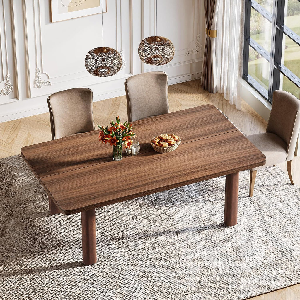 Tribesigns Farmhouse Wood Dining Table for 4-6 People, 63' Large Rectangle Kitchen Table, Dinner Table Kitchen & Dining Room Furniture with with Solid Wood Legs