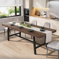 GarveeHome 63-83' Extendable Dining Table, Industrial Rectangular Dining Room Table for 6-8 People, Expandable Kitchen Table with Heavy Duty Metal Frame for Dining Room, Kitchen & Parties, Brown