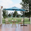Garvee 10 ft Cantilever Patio Umbrella with Solar Lights, 360°Rotation Offset Umbrella, Easy Crank & Tilt Adjustment, UV Protection for Backyard, Poolside, Deck -Turquoise