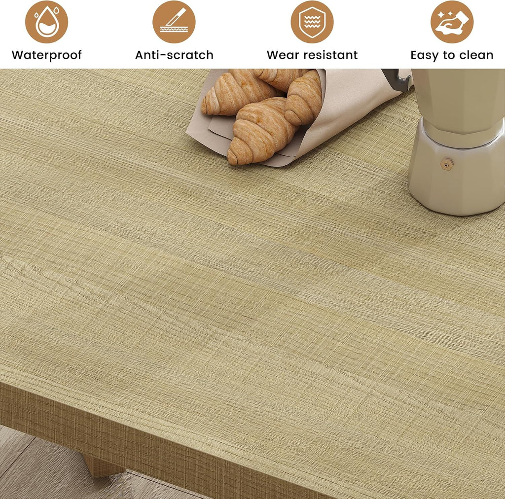 Bigbiglife 63 Inch Dining Table for 6, Indoor Outdoor Dining Table with Wood Legs, Kitchen Table with Large Tabletop, Rectangular Dinner Table for Dining Room, Living Room, Kitchen, Natural