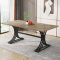 Tribesigns 63-Inch Rectangular Dining Table for 4 to 6, Modern Kitchen Tables with Stylish Metal Trestle Legs, Large Dinner Table for Dining Room, Only Table (Grey+Black)