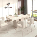 62.99' to 78.74' Extendable Rectangular Dining Table for 6-10 People,Kitchen Table with Veined Travertine Pattern for Family Living Room,Beige