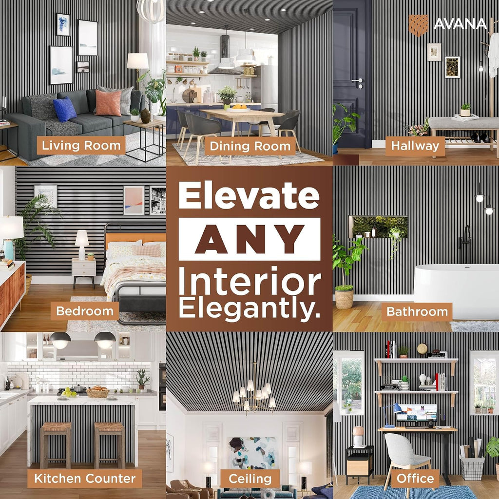 Avana Acoustic Wood Wall Panels – 93.2x11.25 Inch Panels – Fits 94x12 Layout – Gray Oak Acoustic Panels 2 PCs – Wall Panels for Interior Wall Decor for Homes, Offices –Decorative Wood Panels for Wall
