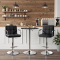 Yaheetech 3-Piece Round Bar Table and PU Leather Adjustable Swivel Chairs, Modern Counter Height Table Set with 2 Bar Stool for Kitchen, Black