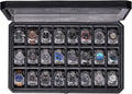 ROTHWELL 24 Slot Watch Case with Lock – Luxury Watch Box to Display and Organize Your Collection | Real Glass Top | Premium Storage for Collectors (Black/Grey)