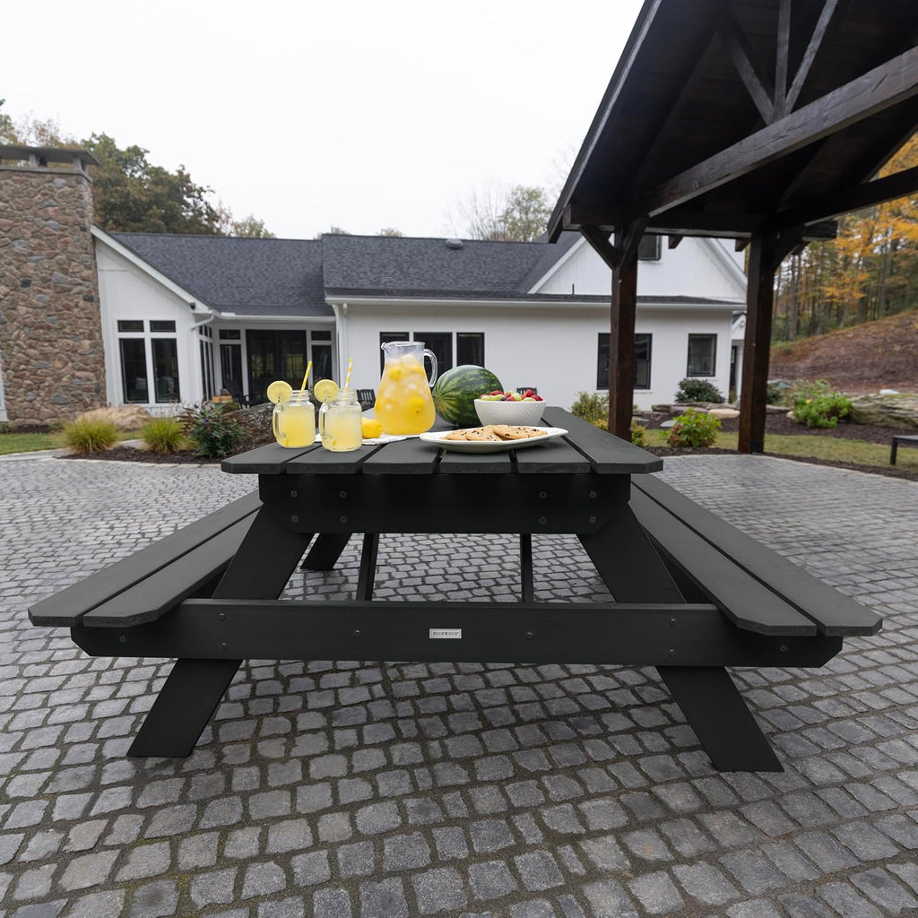 Highwood Hometown Picnic Table, 6 Foot, Black