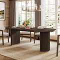 Christopher Knight Home Lancas Oval Top Dining Table - Modern Minimalist Wooden Pedestal Design - Seats 6 - Dark Brown Finish - Indoor Dining Room & Kitchen Table - Restaurant, Family Gatherings, Home