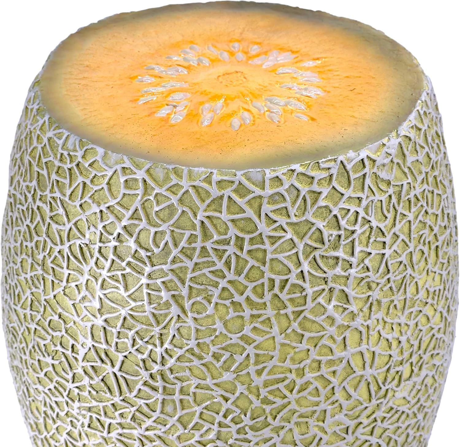 Galt International 18' Cantaloupe Friut Stool Polyresin Side Table Home Decor Plant Stand Garden Indoor Outdoor Decorations
