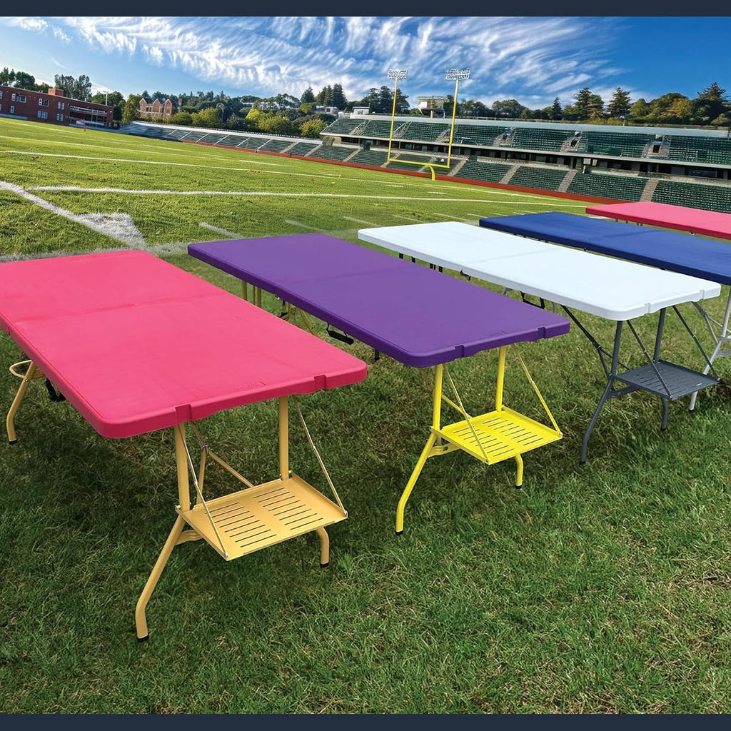Creative Outdoor 6 Foot Folding Table, Durable Plastic, Built-in Wheels, Easy to Clean, Indoor/Outdoor Folding Table, Perfect for Camping, Picnic (Blue & Grey)
