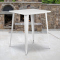 EMMA + OLIVER Commercial Grade 31.5' Square White Metal Indoor-Outdoor Bar Height Table
