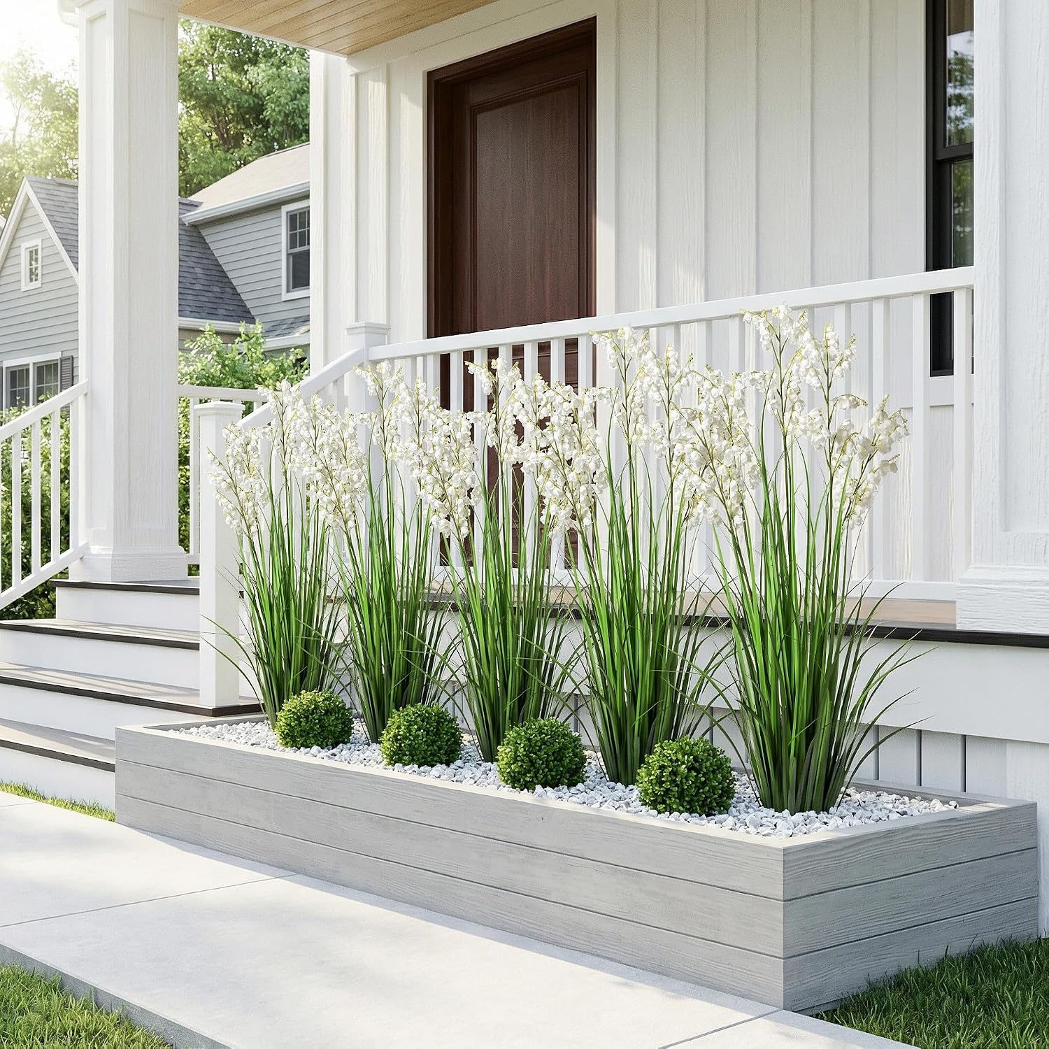 Ttranewsoo Green Onions Home Decor Fake Plants Lily of The Valley Snake Plant Home DéCor Accents Artificial Grass Room Decor Artificial Plants Indoor Artificial Grass 47' （2PCS ） White