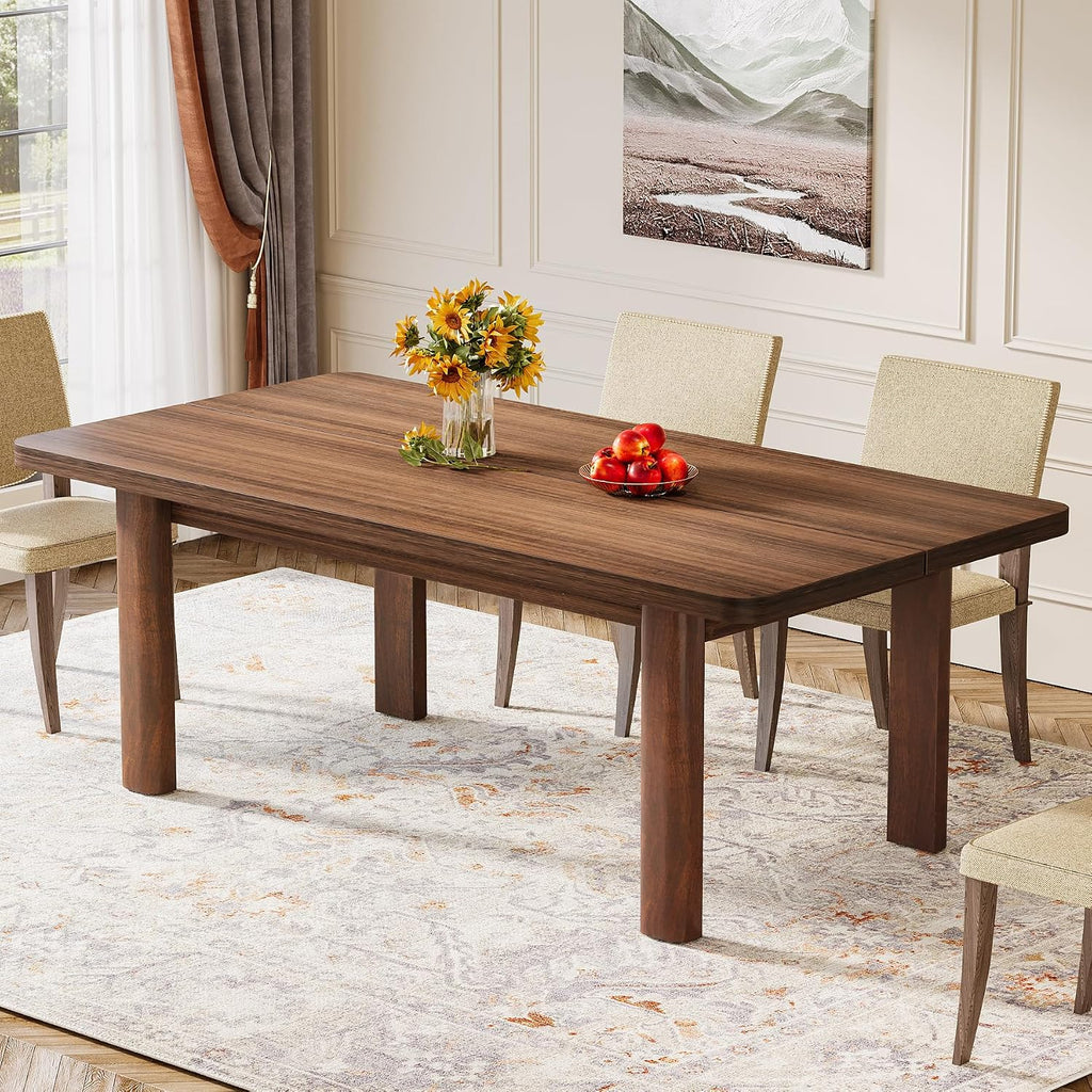 Tribesigns Farmhouse Wood Dining Table for 4-6 People, 63' Large Rectangle Kitchen Table, Dinner Table Kitchen & Dining Room Furniture with with Solid Wood Legs