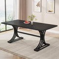 Tribesigns 63-Inch Rectangular Dining Table for 4 to 6, Modern Kitchen Tables with Stylish Metal Trestle Legs, Large Dinner Table for Dining Room, Only Table (Black)